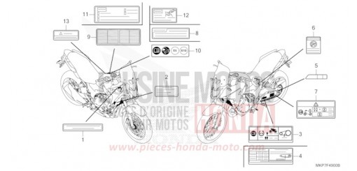 ETIQUETTE DE PRECAUTIONS CB500XAN de 2022